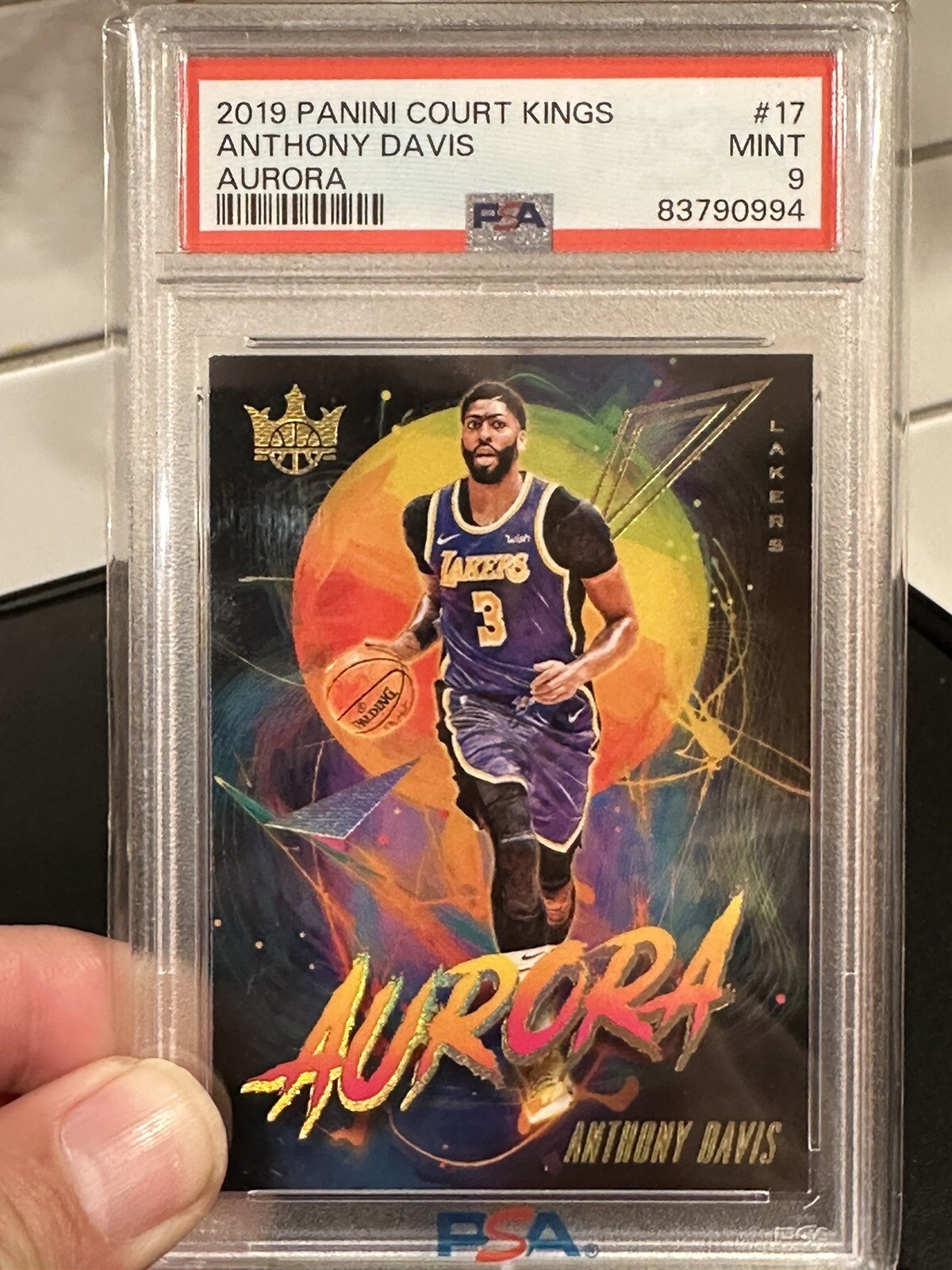 2019-20 Panini Court Kings Anthony Davis SSP Aurora PSA 9 Mint! #17