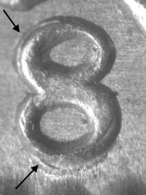 Germany 1918 E  1/2 Mark Silver AU Tripling on ''8'' of the Date