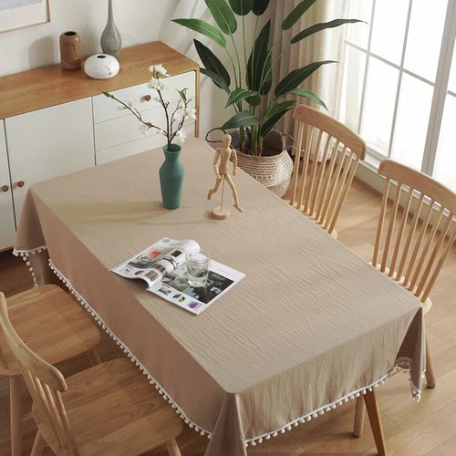 Tablecloths Fabric Tassel Tablecloth Dust-Proof Table Cover for Kitchen Tabletop - Imagen 3 de 37