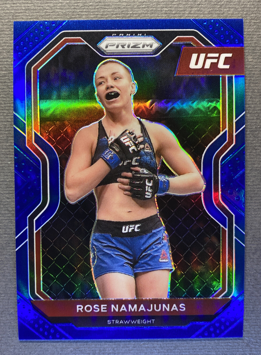 Rose Namajunas 2021 Panini Prizm UFC Blue Refractor Card /199 #31