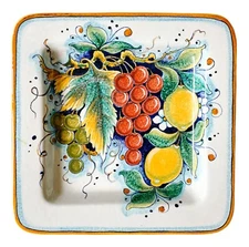 Italian Majolica Deruta Square Plate by Gialletti Giulio 12"