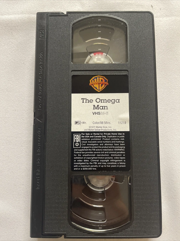 1971 THE OMEGA MAN Charlie Heston VHS Tape, COMPLETE/TESTED SEE PHOTOS (VHS3) Foto 3 de 4