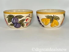 PHILIPPE RICHARD Soup Cereal Bowl 6"  Fruit Pattern Yellow Ivory SET OF 2