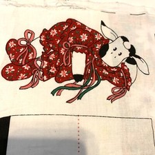 Spring Industries Christina Christmas Calico Cow Doll Cut N  Sew Fabric Panel Vtg