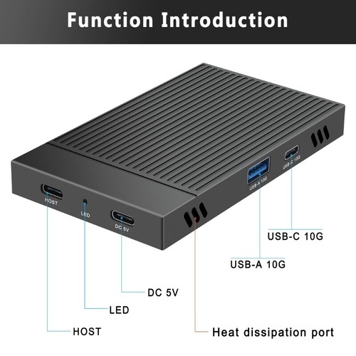 Double Bay NVMe M.2 SSD Enclosure Aluminum USB3.2 Gen2 10Gbps M.2 Type C SSD - Photo 4/8