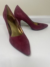 Nine West Suede Leather Flax Red Velvet Stiletto Heels Pointy Toe Pumps size 11