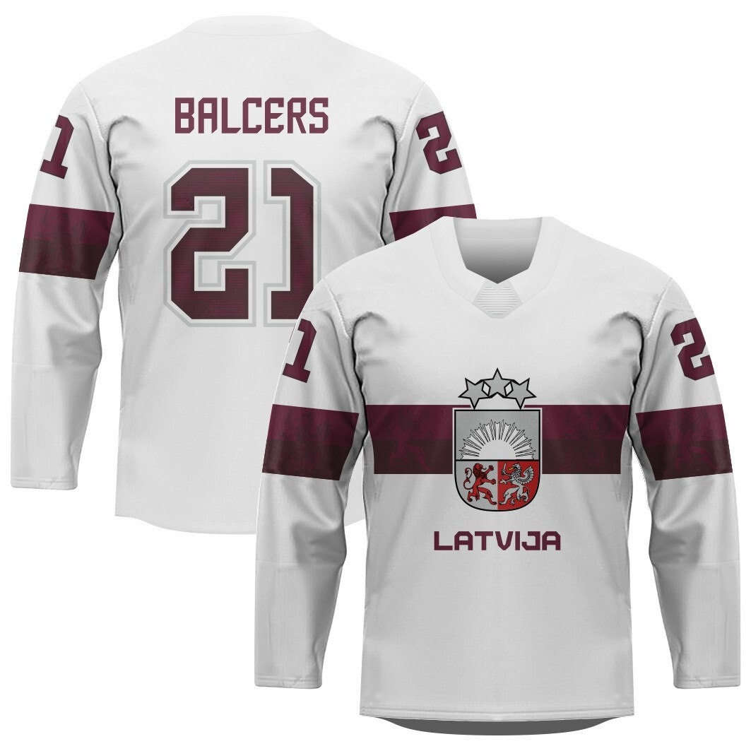 Team Latvia Rudolfs Balcers 2022 Ice Hockey Jersey Men/Kids/Woman eBay