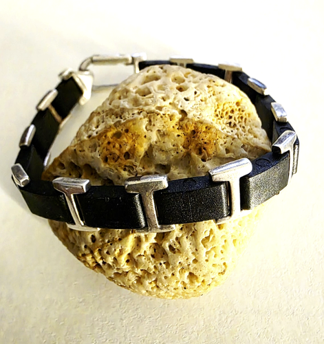MINAS SPIRIDIS STERLING SILVER 925 NEOPRENE BRACELET. - Picture 4 of 14