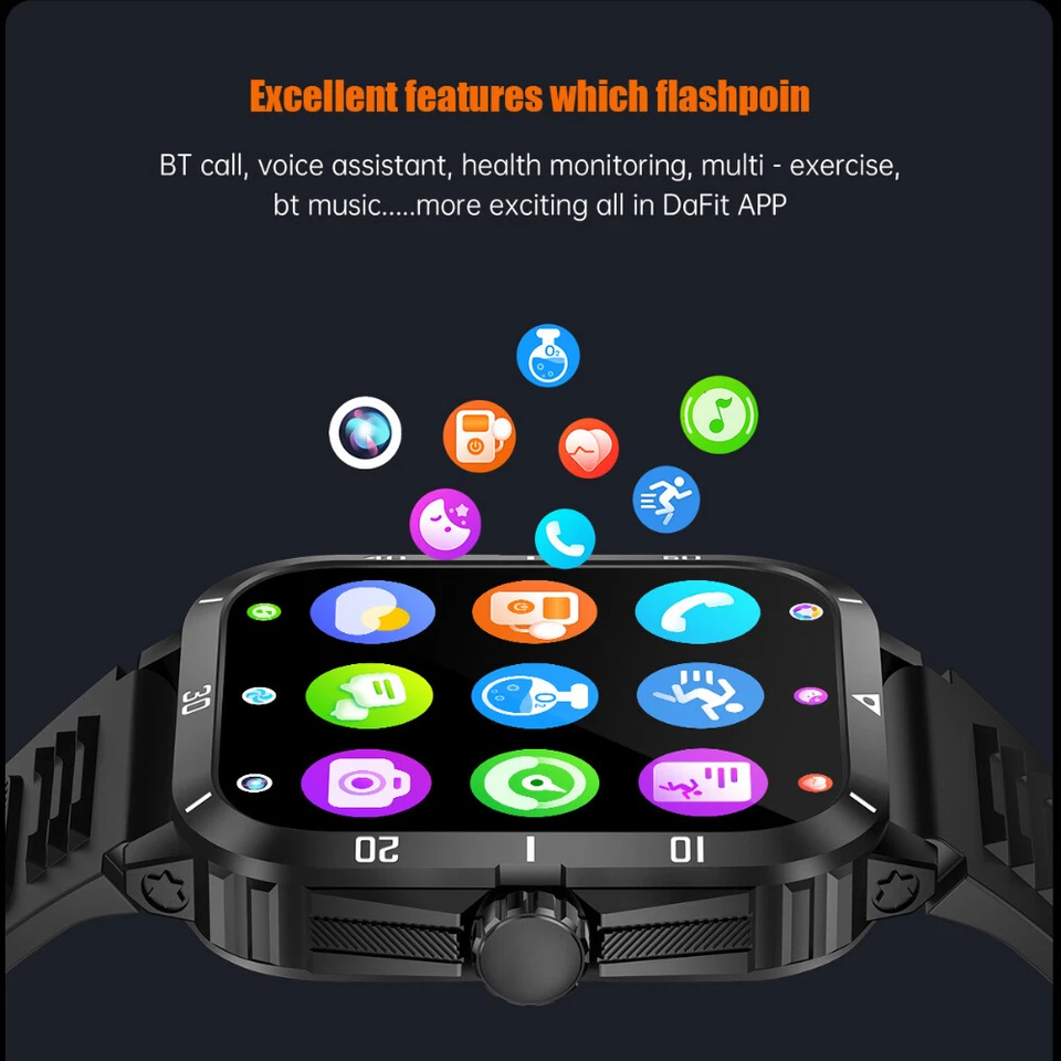 Military Smart Watch Men's (Call Receive/Dial) Rugged Tactical Fitness Tracker - Image 3 of 4