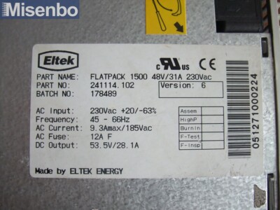Eltek Flatpack 1500 48V/31A 230Vac 241114.102 Power Supply Rectifier Module