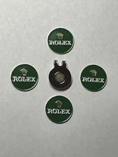 (4) Rare ROLEX 1" Flat Coin Style Golf Markers With BONUS Hat Clip - A Beauty! 