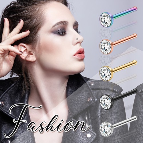 Flongo 20G 60PCS Stainless Steel Nose Studs Rings Piercing Pin Body Jewelry Set - Picture 5 of 6