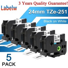 5PK Label Tape for Brother P-Touch TZ-251 TZe-251 1" 24mm Label Maker PT-D600