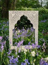 Stunning Moghul arched top bone inlay mirror - Elephant Grey