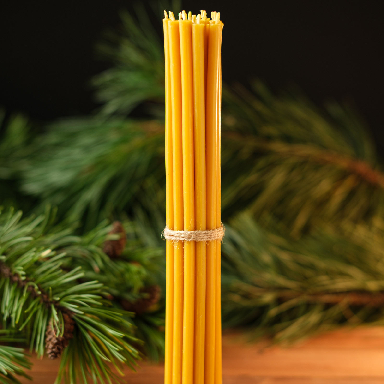 Closterra 50 Pack Pure Beeswax Thin Taper  Candles 8"x0.26" inch Honey-Scented