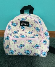 Disney Stitch Pink Bioworld Mini Backpack With Pocket/zippers GUC