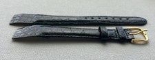 Vintage deBeer Crocodile Black Leather Watch Band   18mm Open End / Hook Style