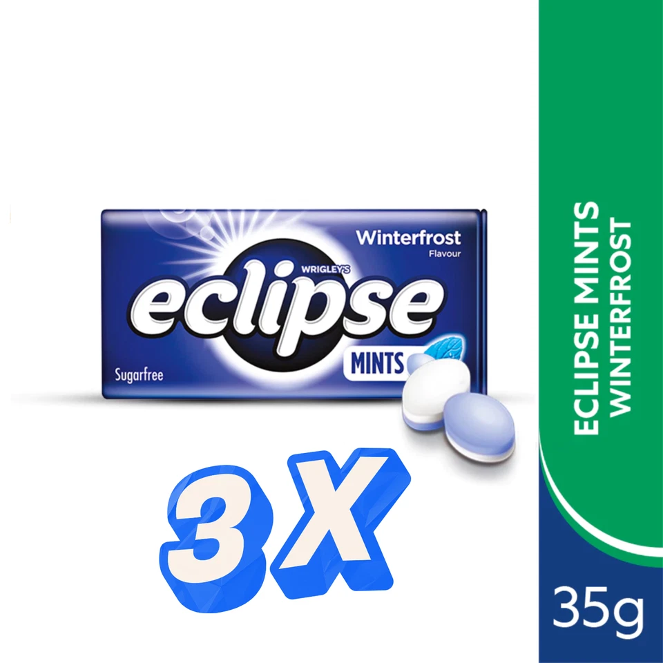 3 X Mints Wrigley's Eclipse 冬霜风味无糖糖果 35 克新鲜呼吸 — 第 2/4 张图片