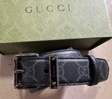 New Gucci Men s GG Print Leather Belt Black 90/36