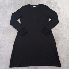 Calvin Klein Sweater Dress Large Black Long Sleeve Knee Length Crew Neck