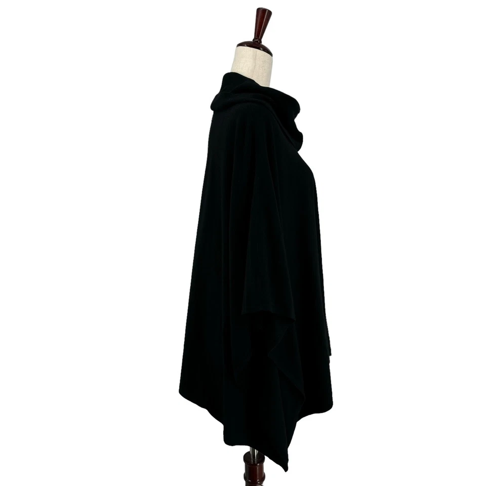 Charter Club Suéter Tejido Poncho L/XL Negro Profundo Capucha Cuello Pullover Calce Suelto Foto 2 de 4