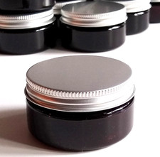 Plastic 2 oz BROWN 6-Pk Container Jars with Aluminum Screw On Lids