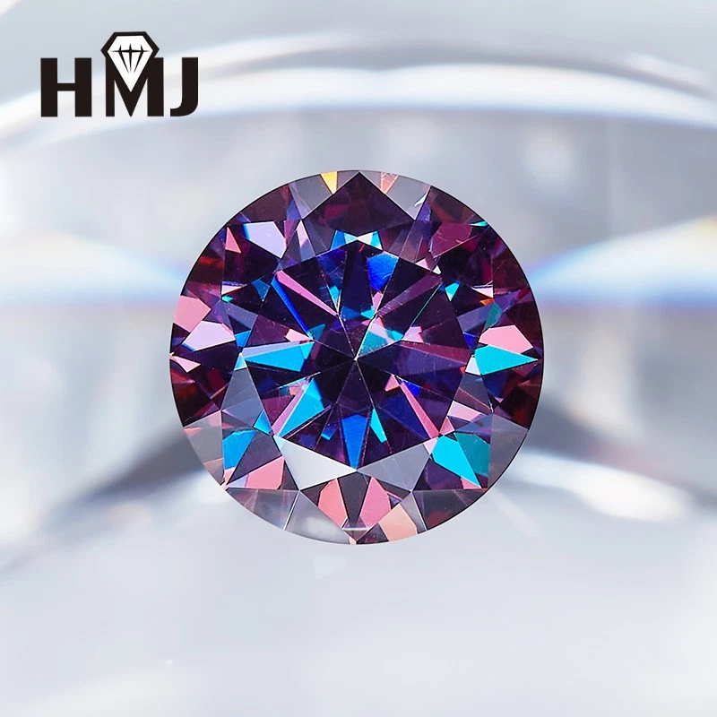 Loose Moissanite Stone Round Rainbow Purple Color For Jewelry W. GRA Certificate - Image 4 of 4