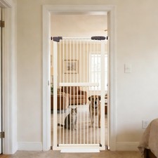 61.02" Extra Tall Pet Gate for Cat Dog 30.12"-34.05" Wide Cream