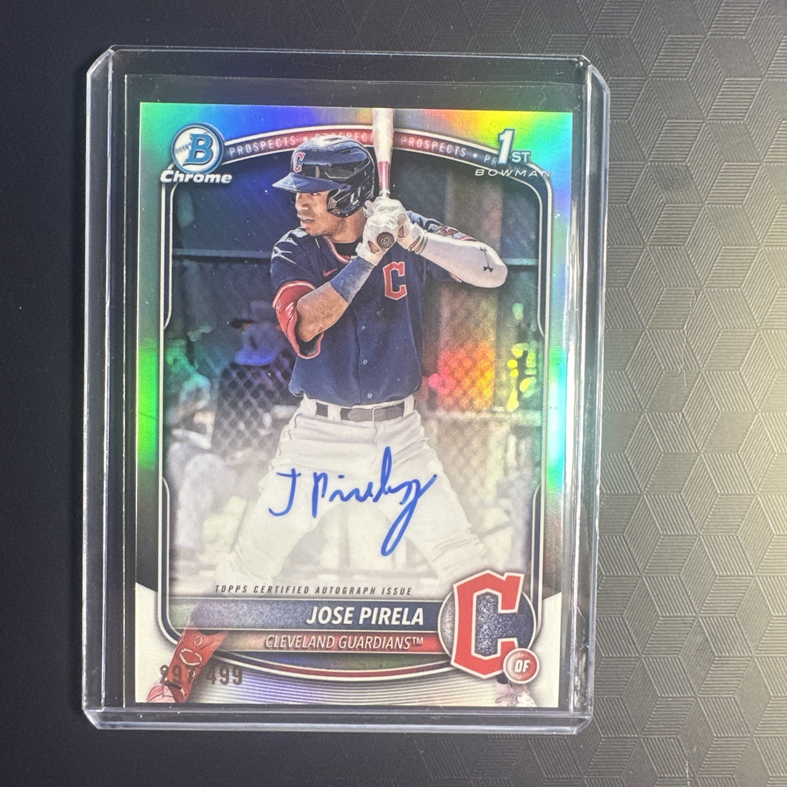 2025 Bowman Jose Pirela Chrome Auto Refractor 1st Prospect #297/499 Guardians
