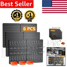 Metal Pegboard Wall Organizer Set - 6 Panels with 46 Hooks & 360lb Capacity