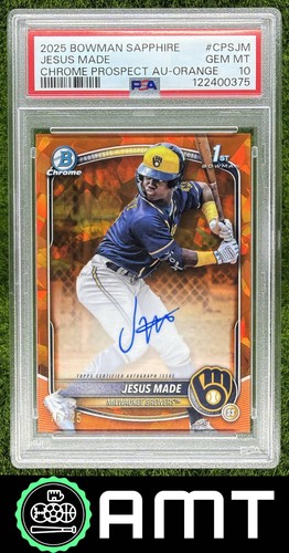 Jesus Made Auto PSA 10 2025 Bowman Sapphire 16/25 Chrome Prospect Orange 0375