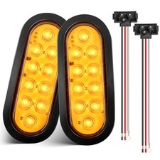6 Inch 10 LED Oval Amber Trailer Tail Lights 2PCS RV Truck Waterproof