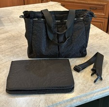 Le SportSac Diaper Bag Black "Ryan" Style w/ Changing Pad Stroller Clips