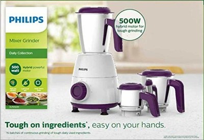 Philips Daily Collection HL7505/00 500-Watt with 3 Jars USA Plug Mixer Grinder