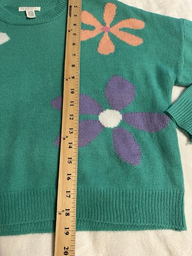 Full Tilt 60’s Style Flower Power Tilly’s Women's XXS Green Boxy Oversized - Picture 12 of 12