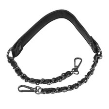 24" Iron Flat Chain Straps Purse Shoulder Bag DIY Replacement, 2Pcs Black Grey