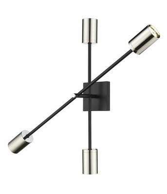 Z-Lite 814-4S Calumet 2 Light 32'' Tall Wall Sconce - Mate Black / Polished