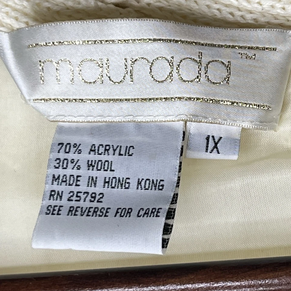 Suéter Maurade Vintage Años 80 1X Marfil, Manga Bishop Plisado Tejido Pe Cordones y Foto 4 de 4