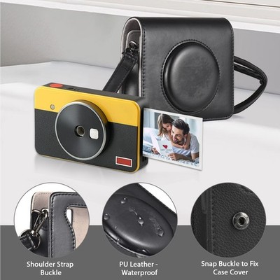 Black Portable Instant Camera Bag Camera Case Retro Style PU Leather Carryi DON