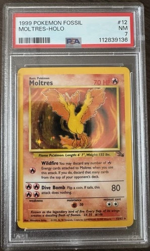 Moltres 12/62 Fossil Holo Rare PSA 7 CLEAN SLAB no scratches