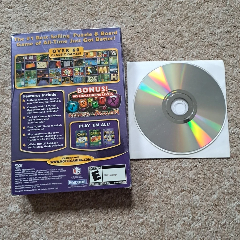 Hoyle Puzzle & Board Games PC CD-ROM Windows Mac 2007 Card Casino Runes Avalon - Image 2 of 4