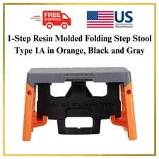 1-Step Resin Molded Folding Step Stool Type 1A in Orange, Black and Gray
