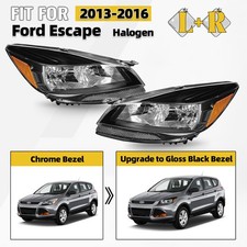 For 2013-2016 Ford Escape Halogen Headlight w/Black Housing w/Bulb Left+Right