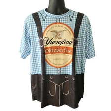 Yuengling Oktoberfest Lederhosen Suspender Plaid Shirt Mens Large Brewery Beer