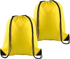 KUUQA 2 Pcs Yellow Drawstring Backpack Drawstring Bag Bulk Sports Cinch Bags Str