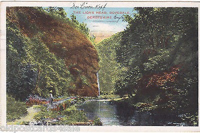 DER LÖWENKOPF, DOVEDALE, DERBYSHIRE - POSTKARTE 1909 (ref 4409/12)