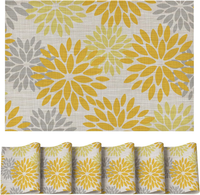 Blumen Gelb Dahlien Sommer Pvc Platzsets 6Er Set, 30X45Cm Tischsets Schmutzabwei