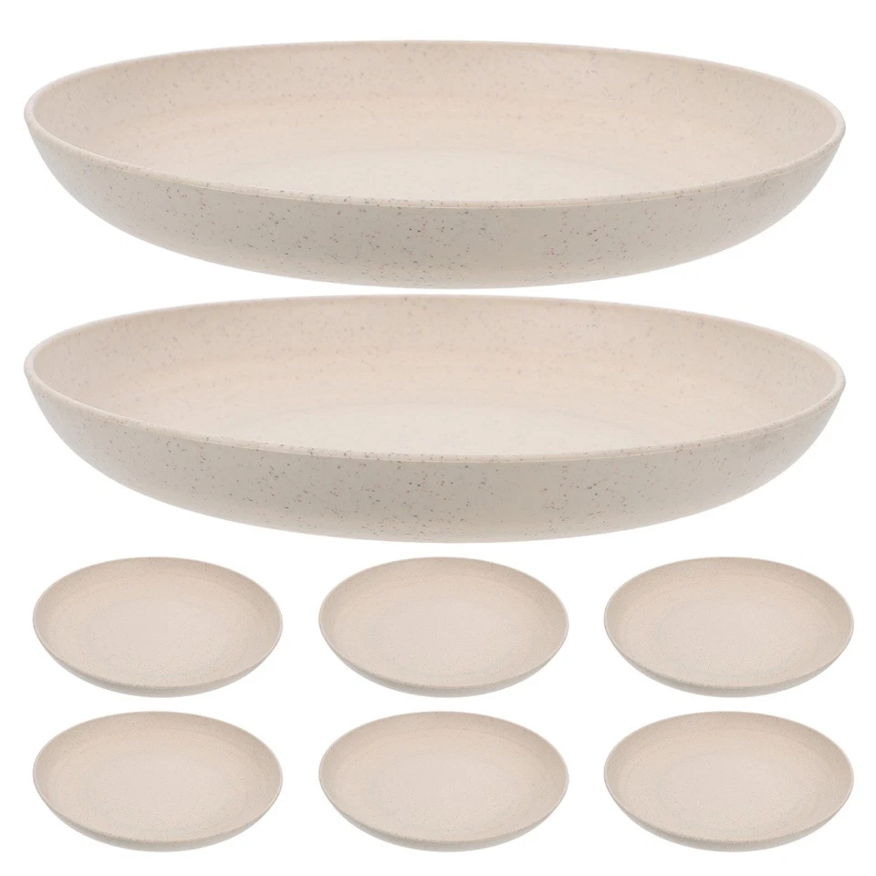 8 tiefe Essteller: Unzerbrechliches Essteller aus Weizenstroh, - Bild 3 von 4