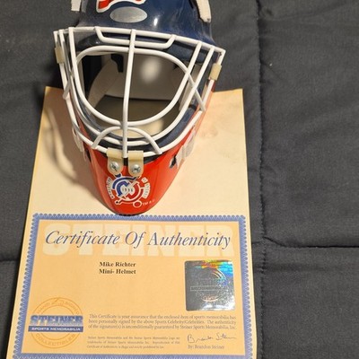 Steiner Autographed Mike Richter Mini Full Face Goalie Mask 1996 WCOH