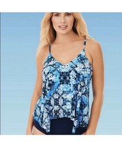 Dreamsuit By Miracle Brands Womens Bathing Suit Tankini Top Blue Multi size 12
